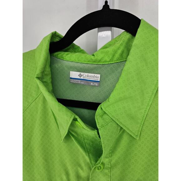 Columbia PFG Mens Sz XL Long Sleeve Blood and Guts Button Up Bright Green - Picture 3 of 6